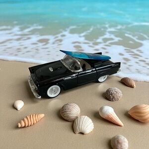 1955 Ford Thunderbird Black Die-Cast Model Car Dolphins Surfboard Rare